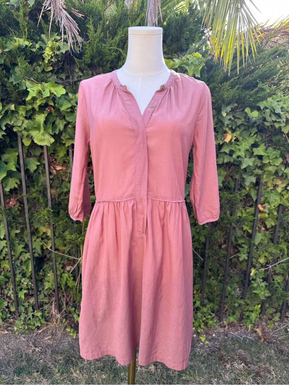 Scotch & Soda Dusty Rose Button-Front Gathered Waist Dress